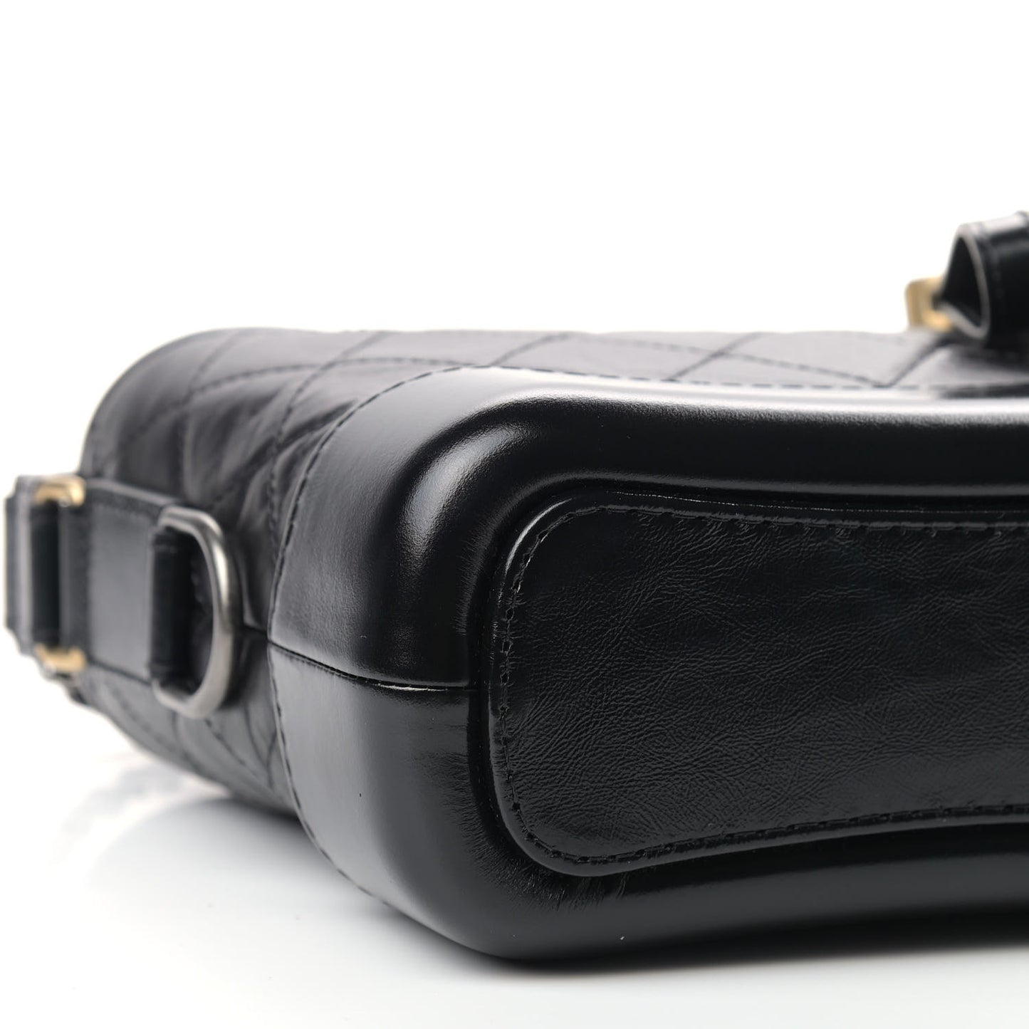Aged Calfskin Quilted Small Gabrielle Hobo Black