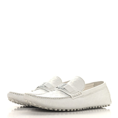 Louis Vuitton Soft Calfskin Mini Monogram Embossed Mens Hockenheim Moccasin Loafers 10 White 4 of 9