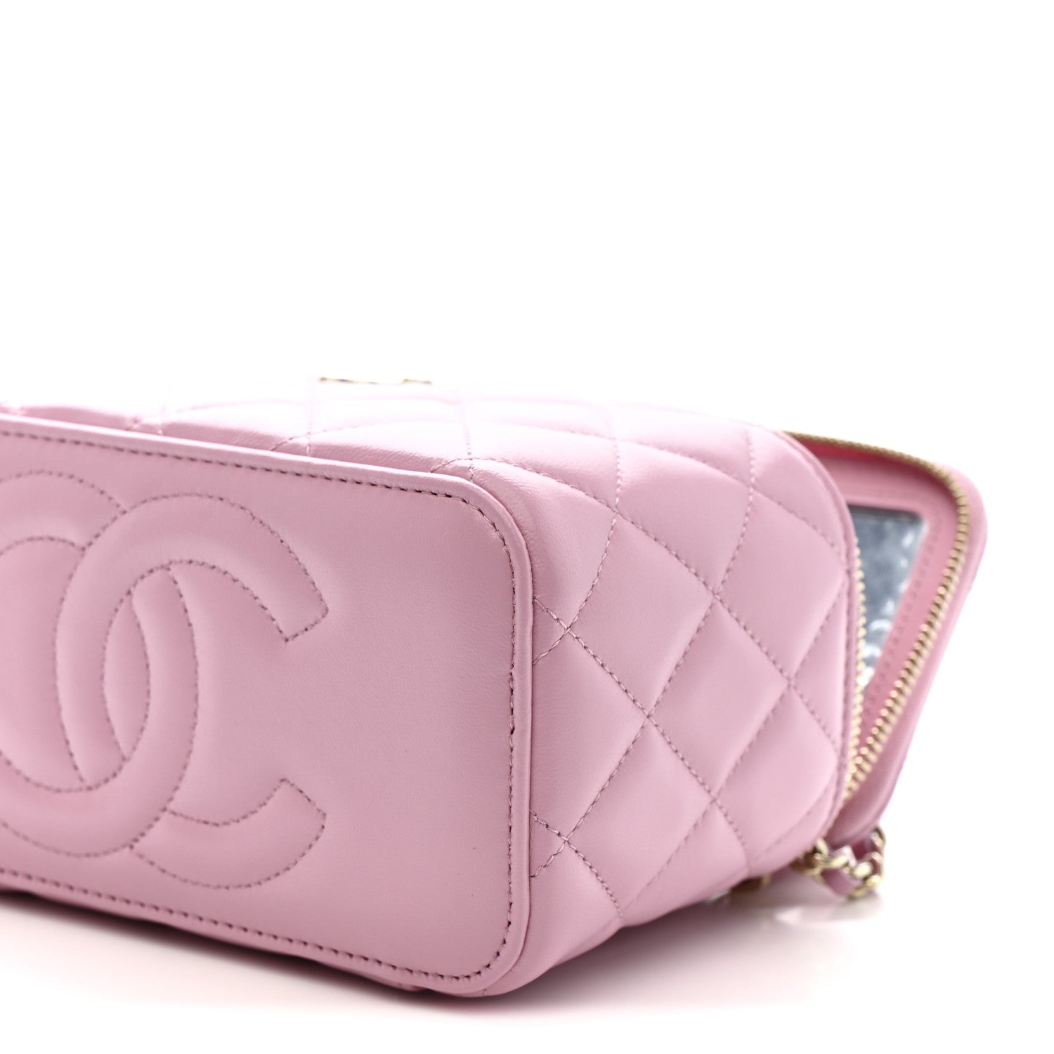 Chanel Lambskin Quilted Small Top Handle Vanity Case With Chain Pink 11 of 12