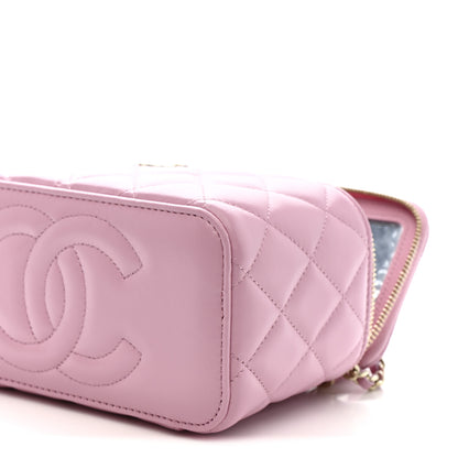 Chanel Lambskin Quilted Small Top Handle Vanity Case With Chain Pink 11 of 12