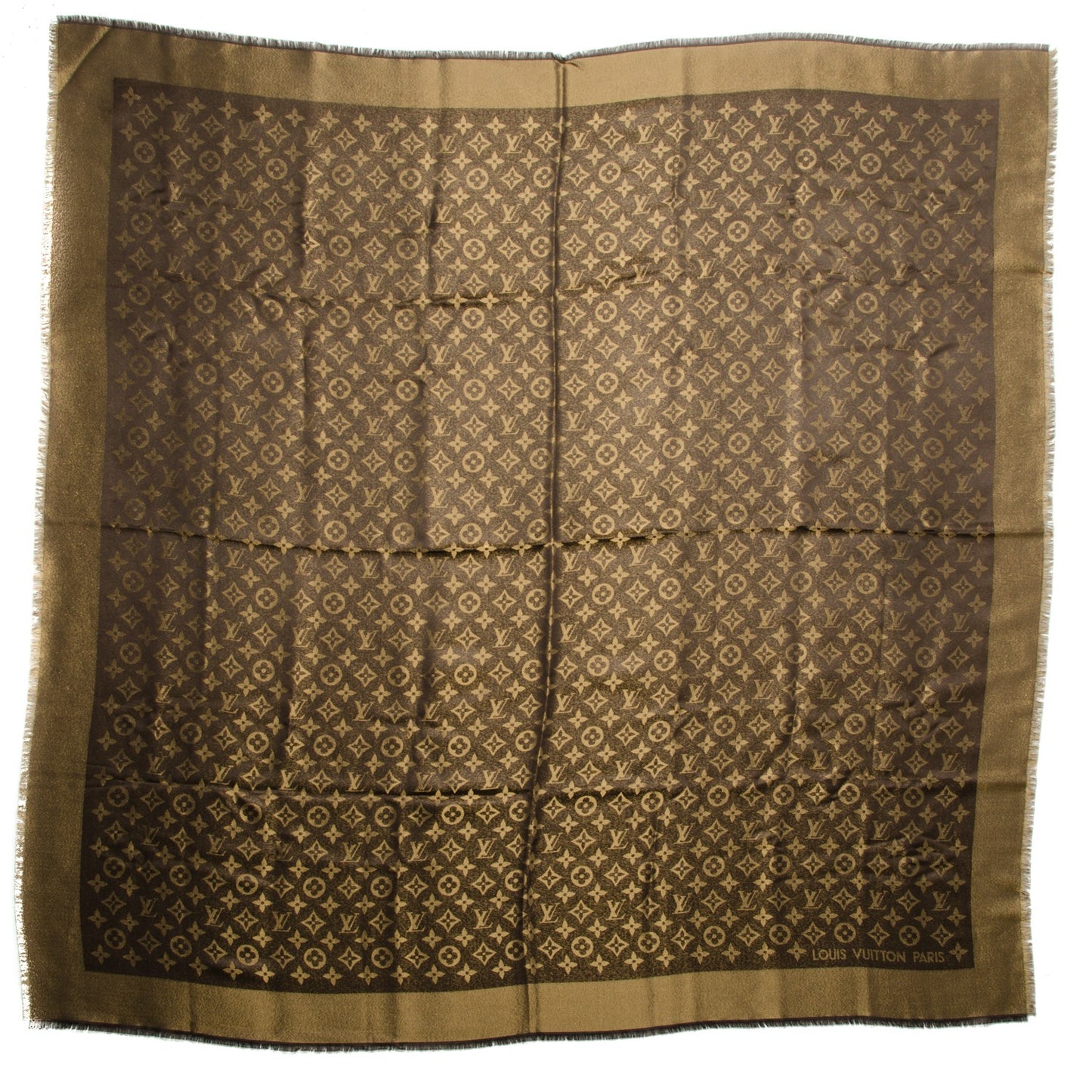 Silk Lurex Wool Monogram Shine Shawl Brown