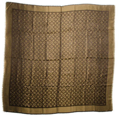 Louis Vuitton Silk Lurex Wool Monogram Shine Shawl Brown 3 of 5