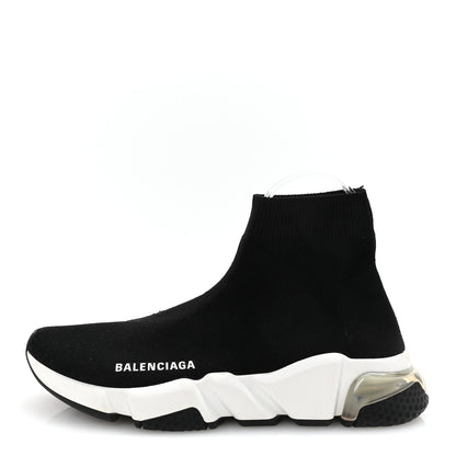 Balenciaga Neoprene Knit Womens Speed Clear Sole Sneakers 38 Black White 1 of 9