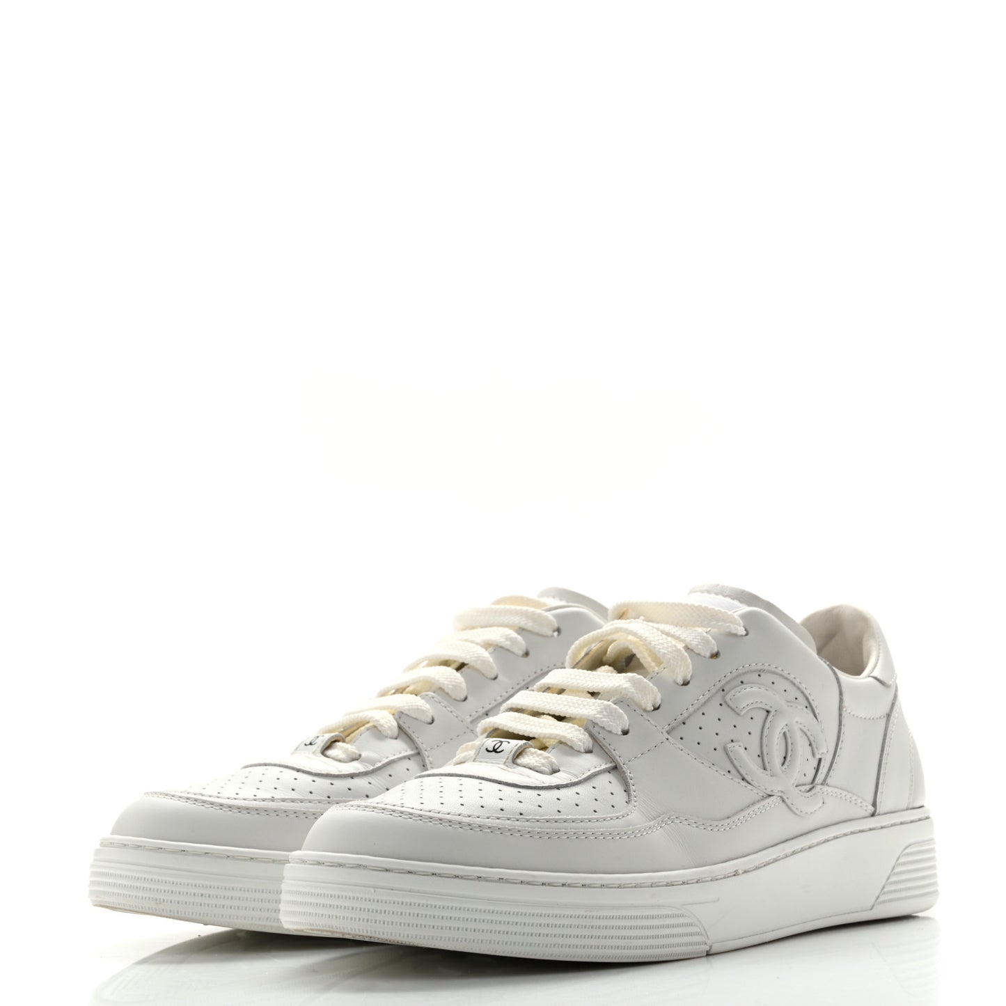 Calfskin CC Womens Sneakers 39.5 White