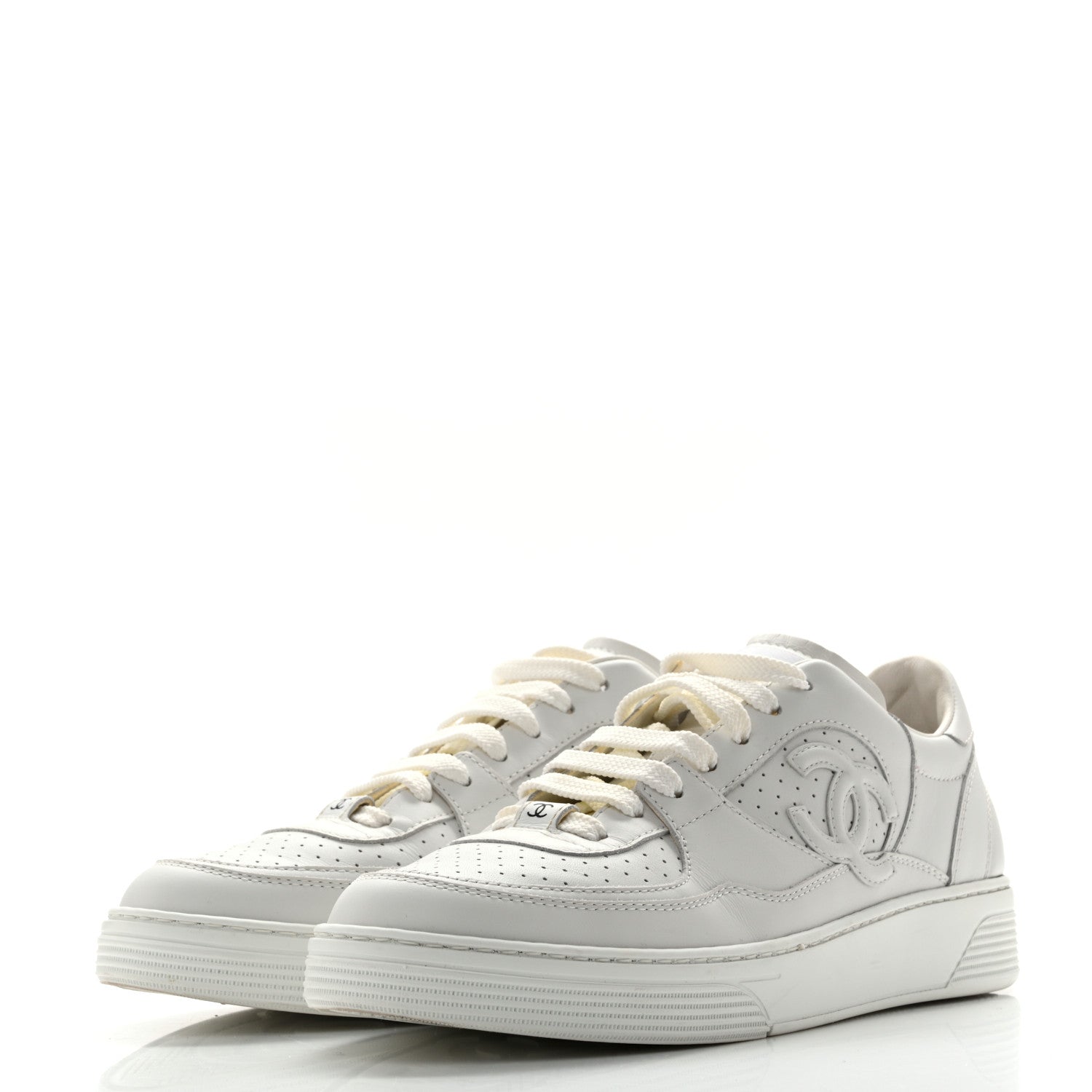 Chanel Calfskin CC Womens Sneakers 39.5 White 4 of 12