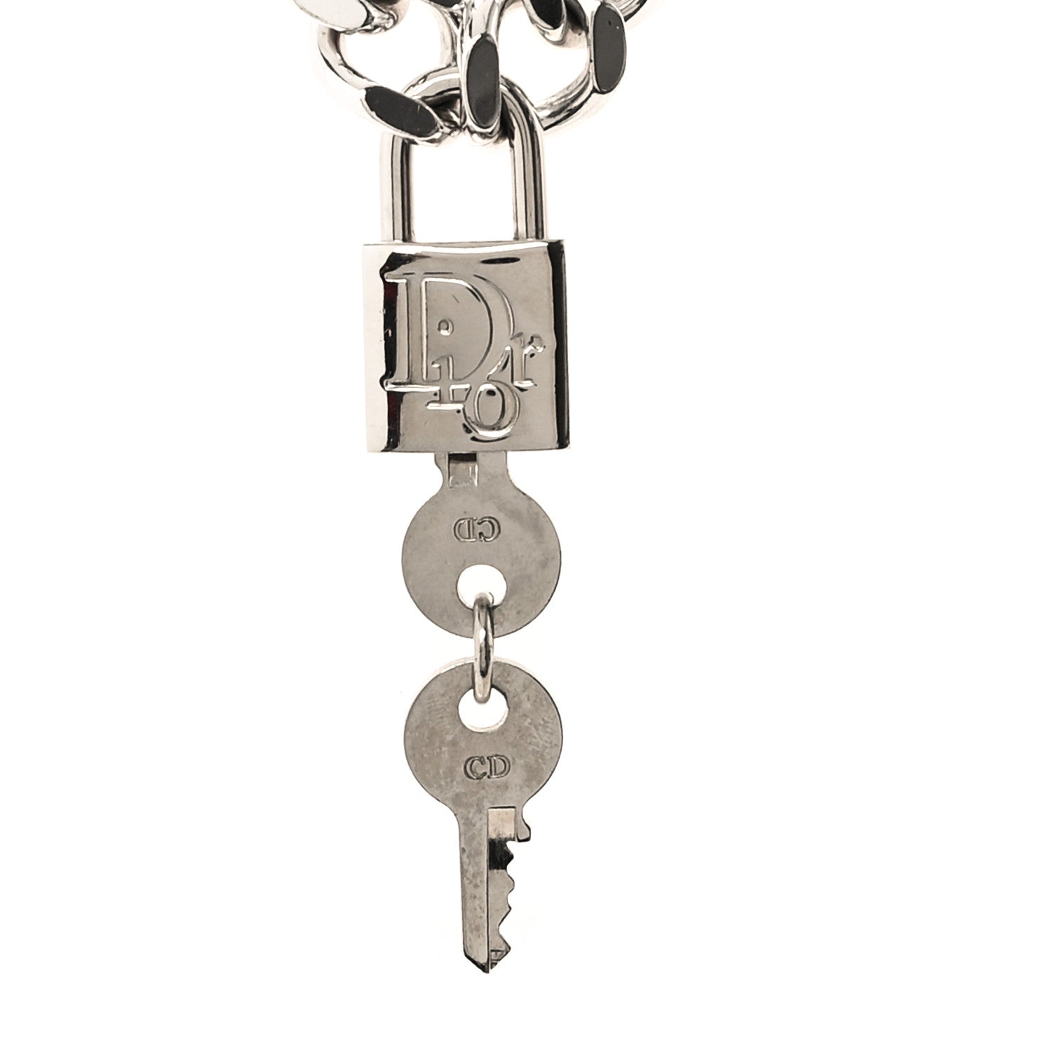 Christian Dior Metal Lock and Key Short Necklace Silver 5 of 5