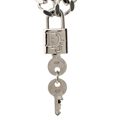 Christian Dior Metal Lock and Key Short Necklace Silver 5 of 5