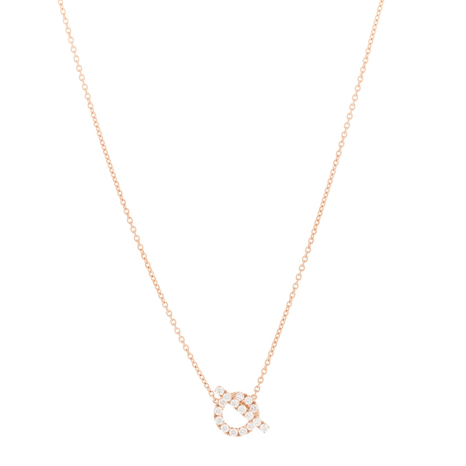 Hermes 18K Rose Gold Diamond Finesse Pendant Necklace 1 of 5