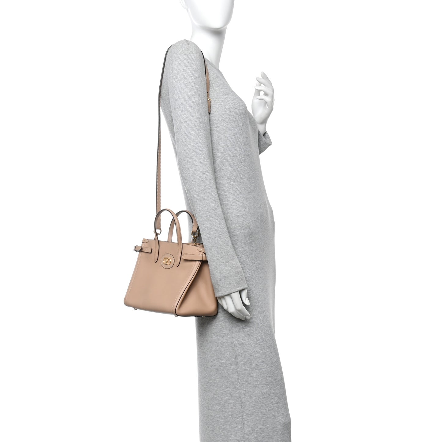 Calfskin Vlogo Small Antibes Tote Rose Sand
