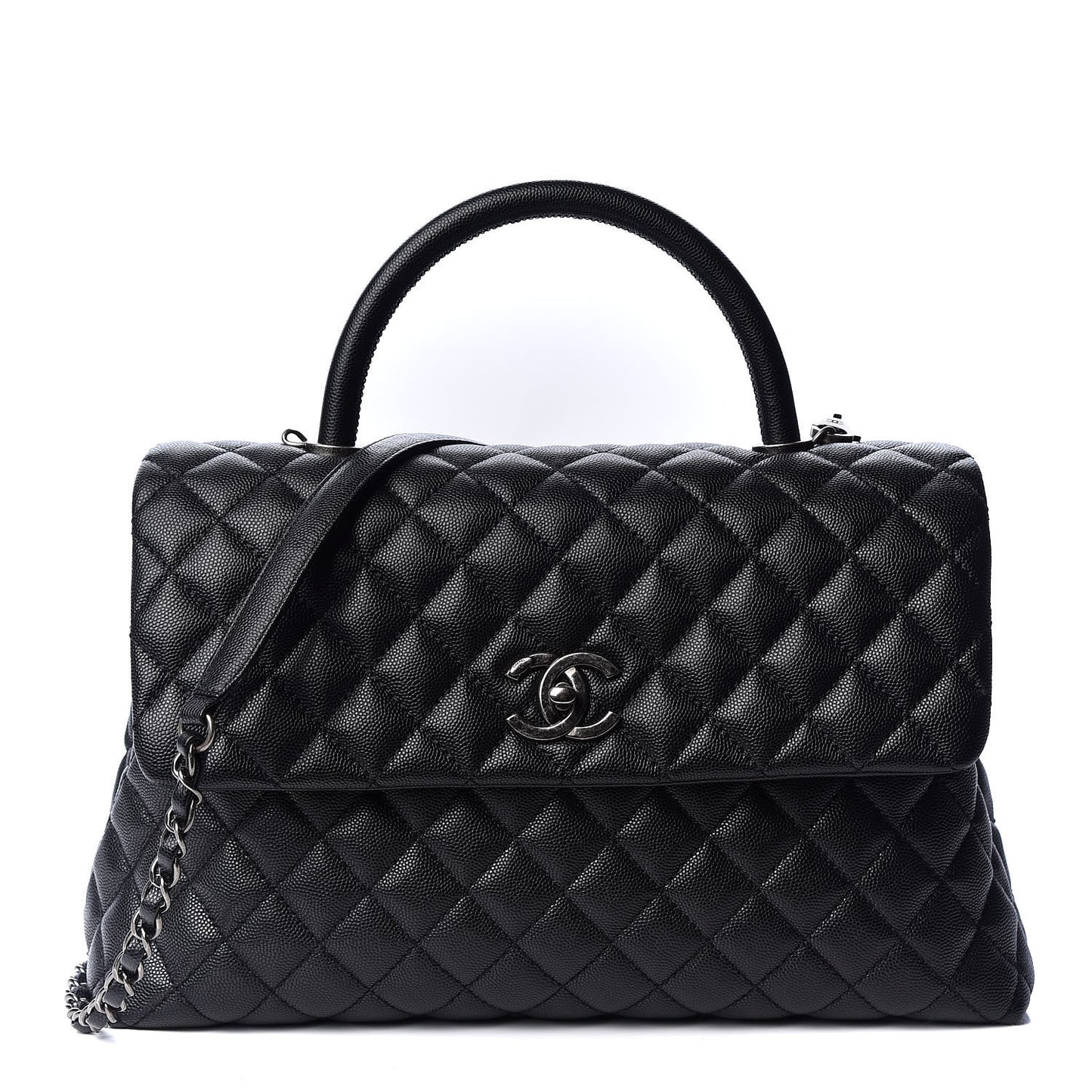 Caviar Quilted Medium Coco Handle Flap Black