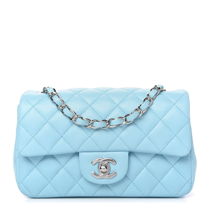 Chanel Lambskin Quilted Mini Rectangular Flap Neon Blue 1 of 11