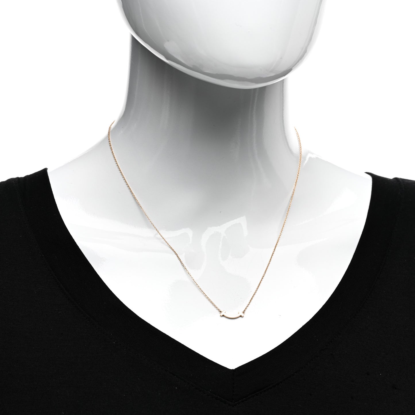 18K Rose Gold Mini T Smile Pendant Necklace
