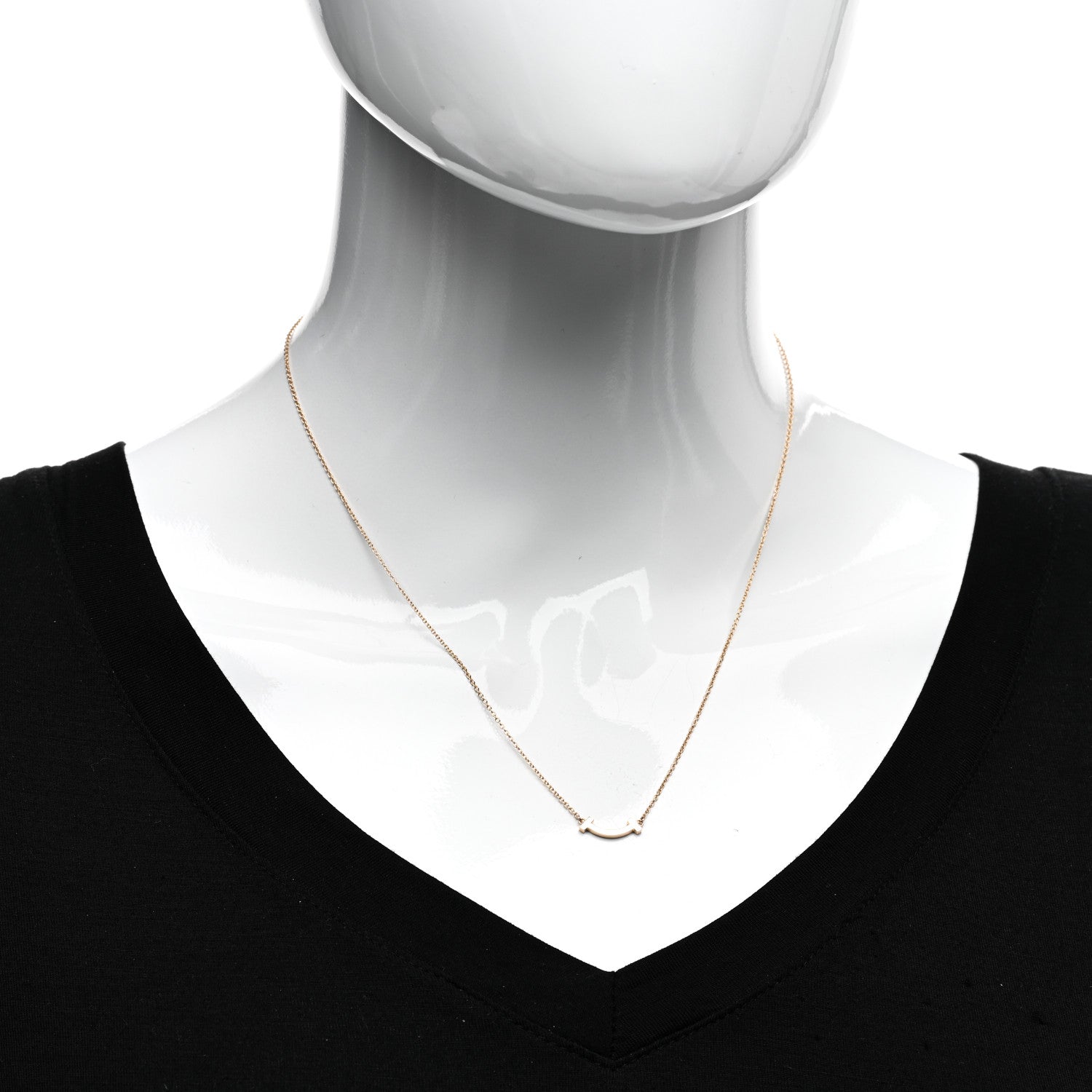 Tiffany 18K Rose Gold Mini T Smile Pendant Necklace 2 of 4