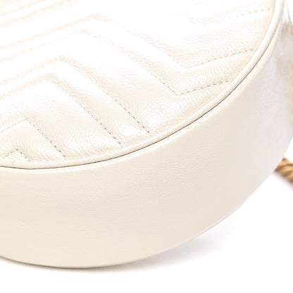 Gucci Calfskin Matelasse Mini GG Marmont Round Shoulder Bag White 10 of 11