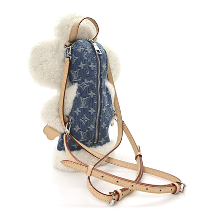 Louis Vuitton Denim Shearling Ski Vivienne Backpack Washed Jeans 3 of 9
