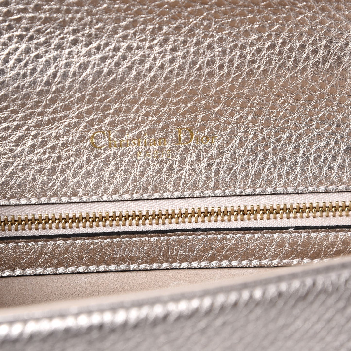 Metallic Grained Calfskin Small Diorama Flap Bag Copper