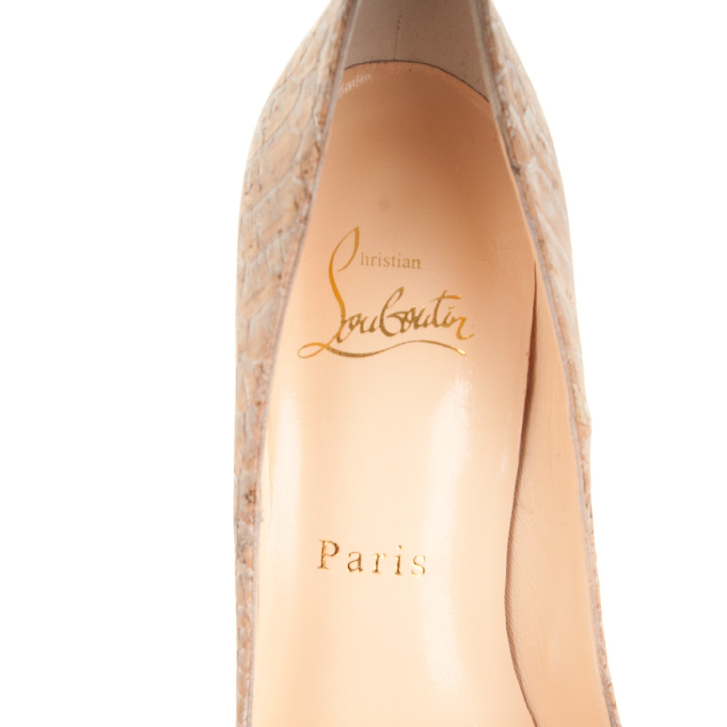 Christian Louboutin Liege Embossed So Kate 120 Pumps 37 Beige 7 of 8