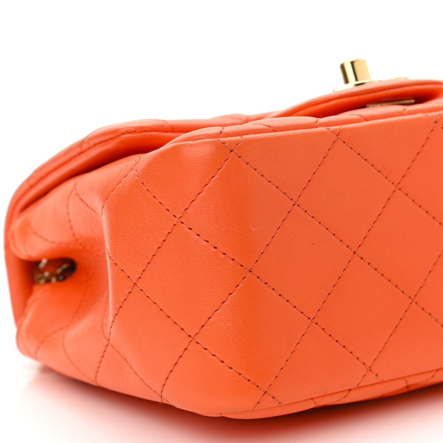 Lambskin Quilted Mini Square Flap Orange