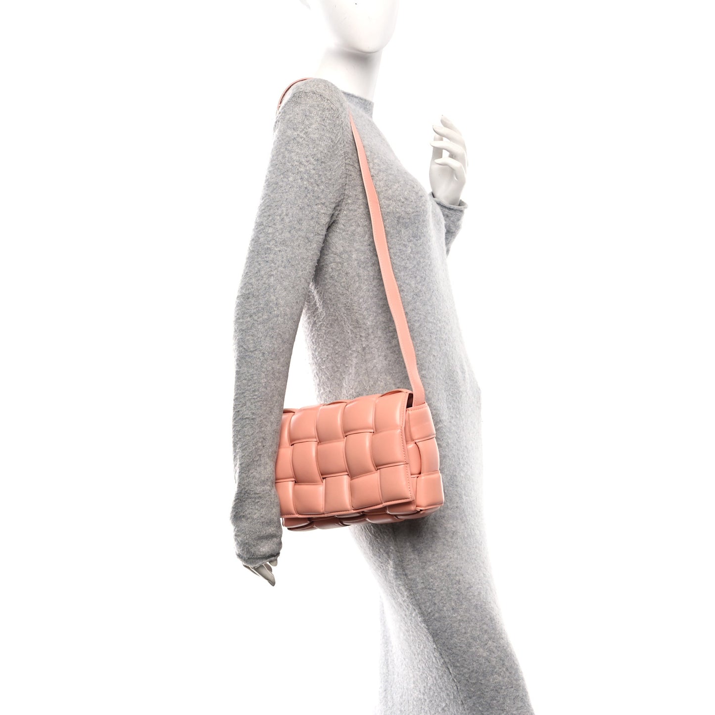 Nappa Maxi Intreccio Padded Cassette Crossbody Bag Peachy Peachy