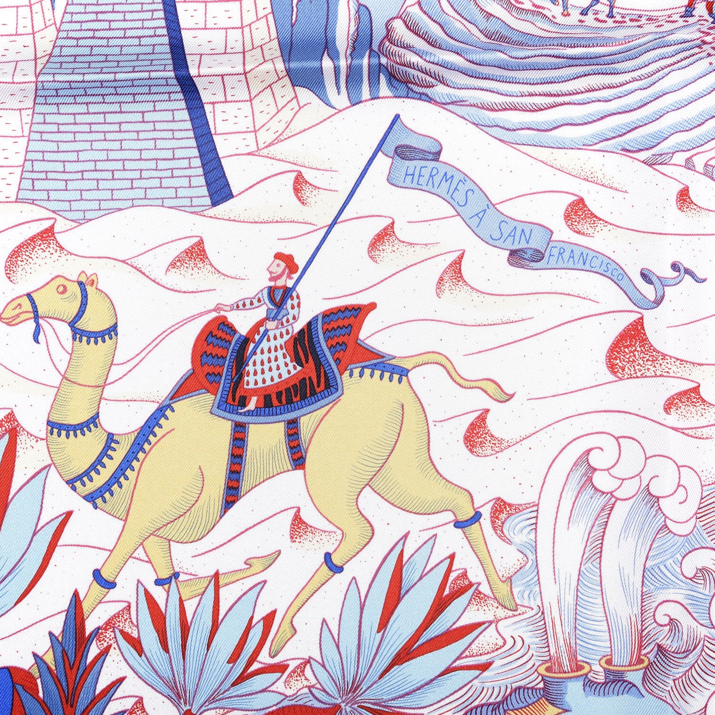Silk Cosmographia Universalis Scarf 90 Ciel White Rouge