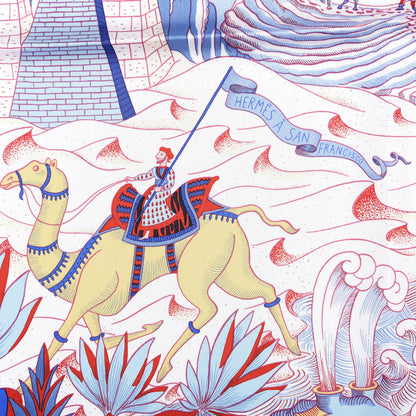 Hermes Silk Cosmographia Universalis Scarf 90 Ciel White Rouge 3 of 4