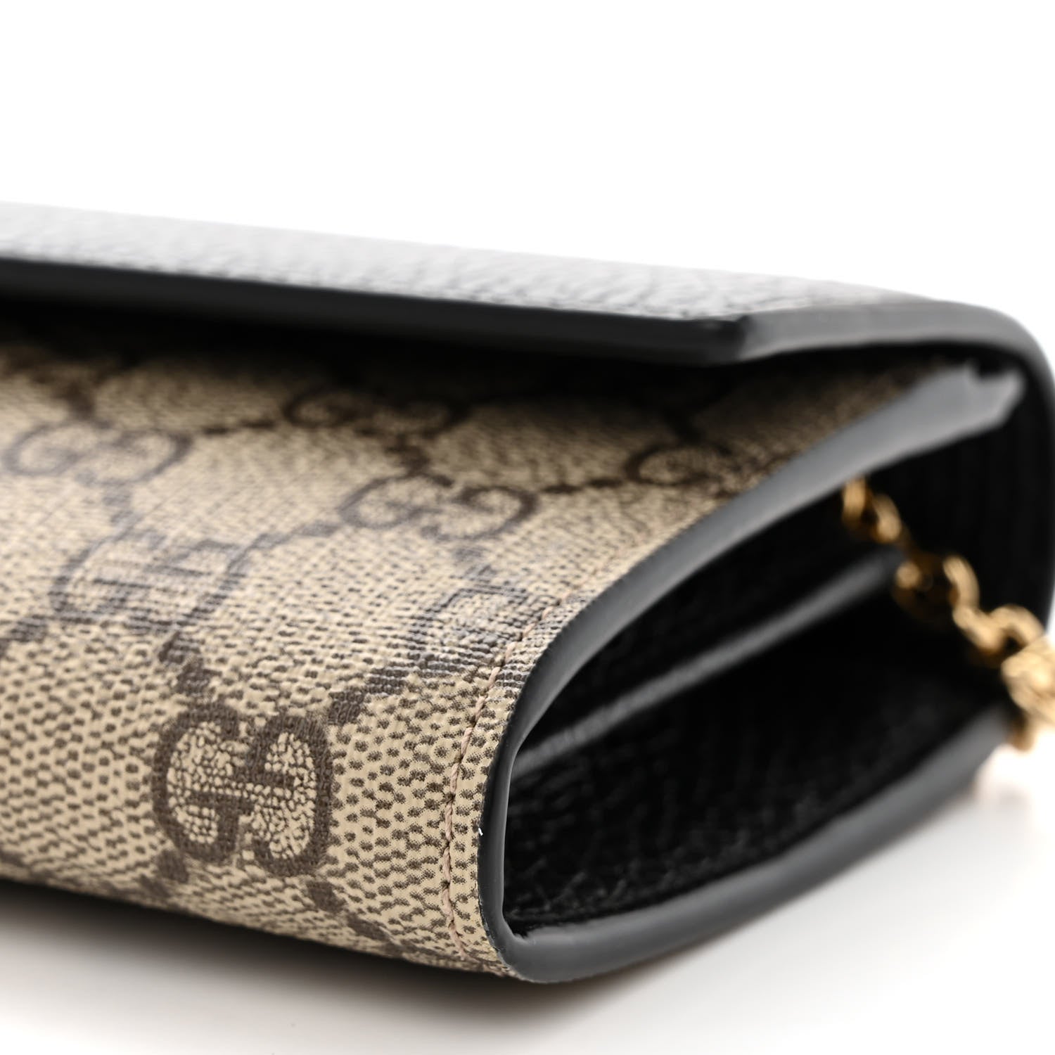Gucci Dollar Calfskin GG Supreme Monogram Petite GG Marmont Wallet Chain Bag Black Beige Ebony 11 of 12