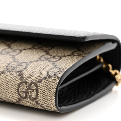 Gucci Dollar Calfskin GG Supreme Monogram Petite GG Marmont Wallet Chain Bag Black Beige Ebony 11 of 12