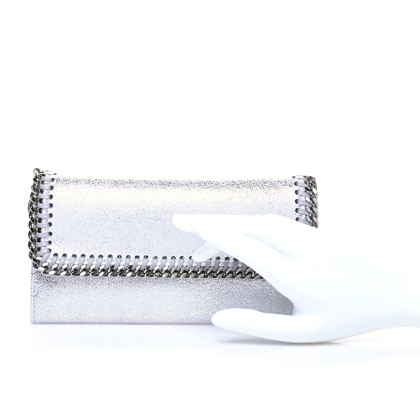Stella McCartney Metallic Shaggy Deer Falabella Flap Wallet Grey 2 of 6