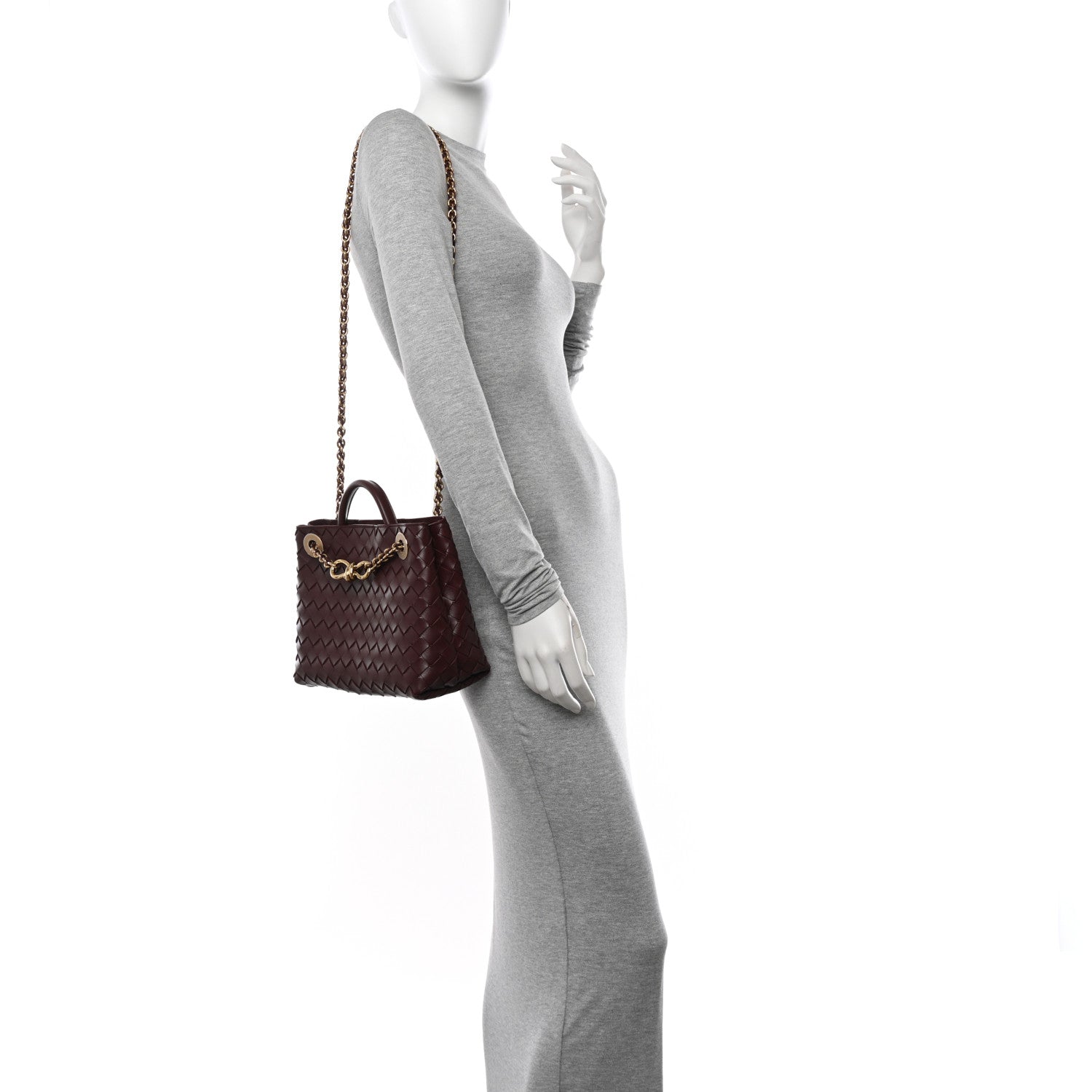 Bottega Veneta Nappa Intrecciato Small Andiamo With Chain Shoulder Bag Madder Brown 2 of 10
