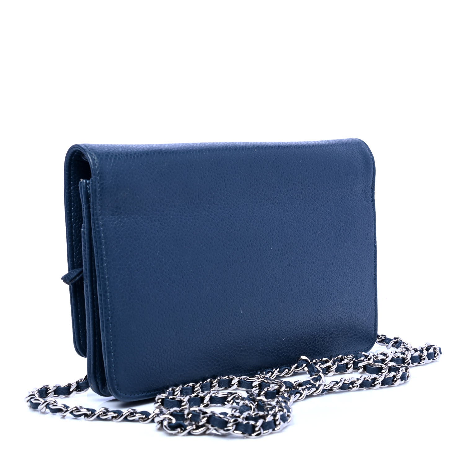 Chanel Caviar Timeless CC Wallet On Chain WOC Dark Blue 2 of 5
