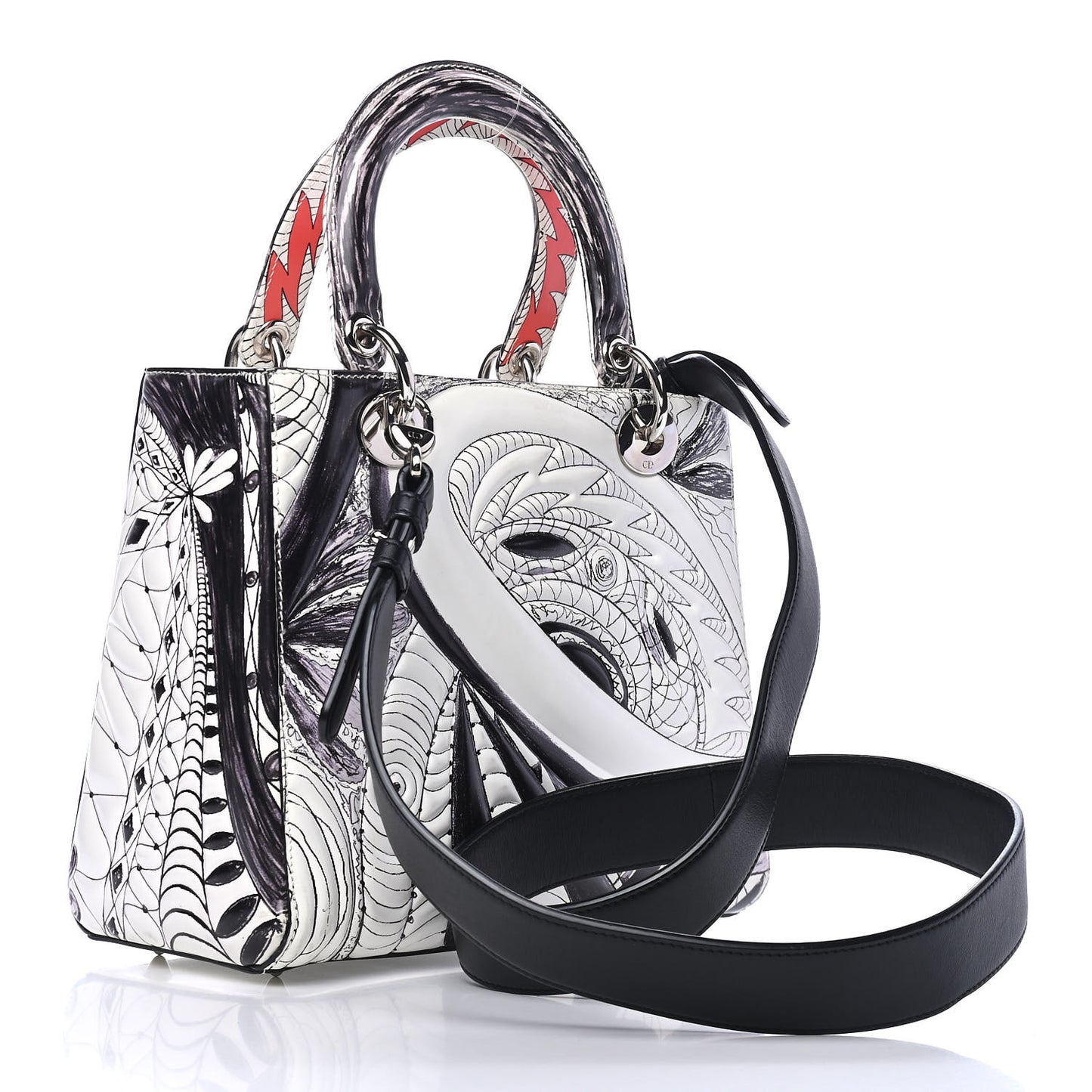 Calfskin Quilted Jack Pierson Art Lady Dior White Black Multicolor