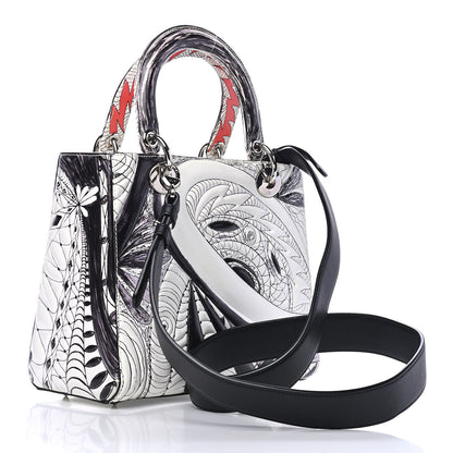 Christian Dior Calfskin Quilted Jack Pierson Art Lady Dior White Black Multicolor 2 of 4