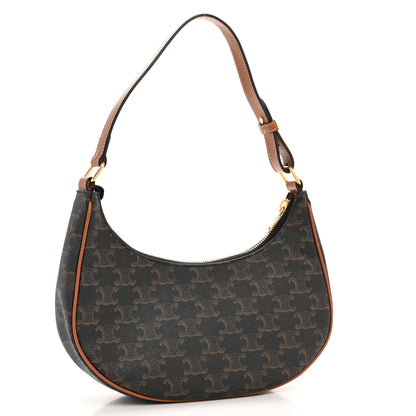 Celine Triomphe Canvas Calfskin Ava Shoulder Bag Tan 3 of 14