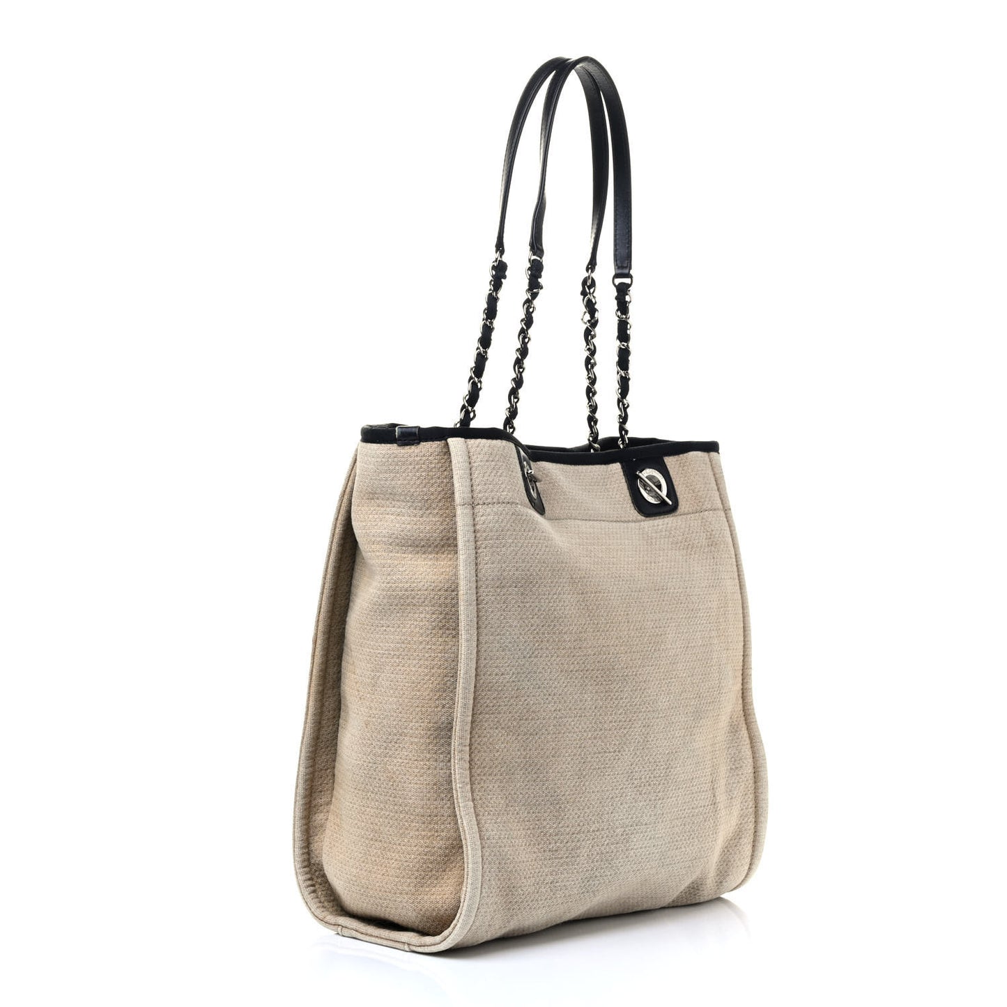 Canvas Mini Deauville Tote Beige Black