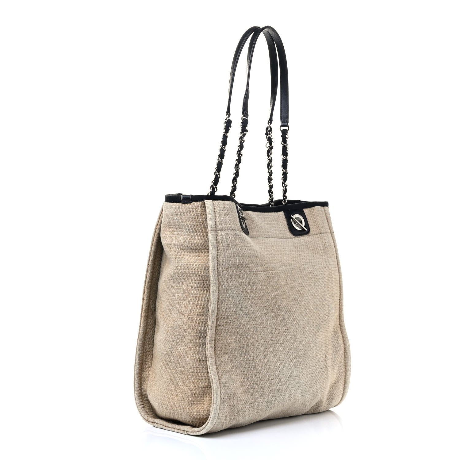 Chanel Canvas Mini Deauville Tote Beige Black 2 of 6
