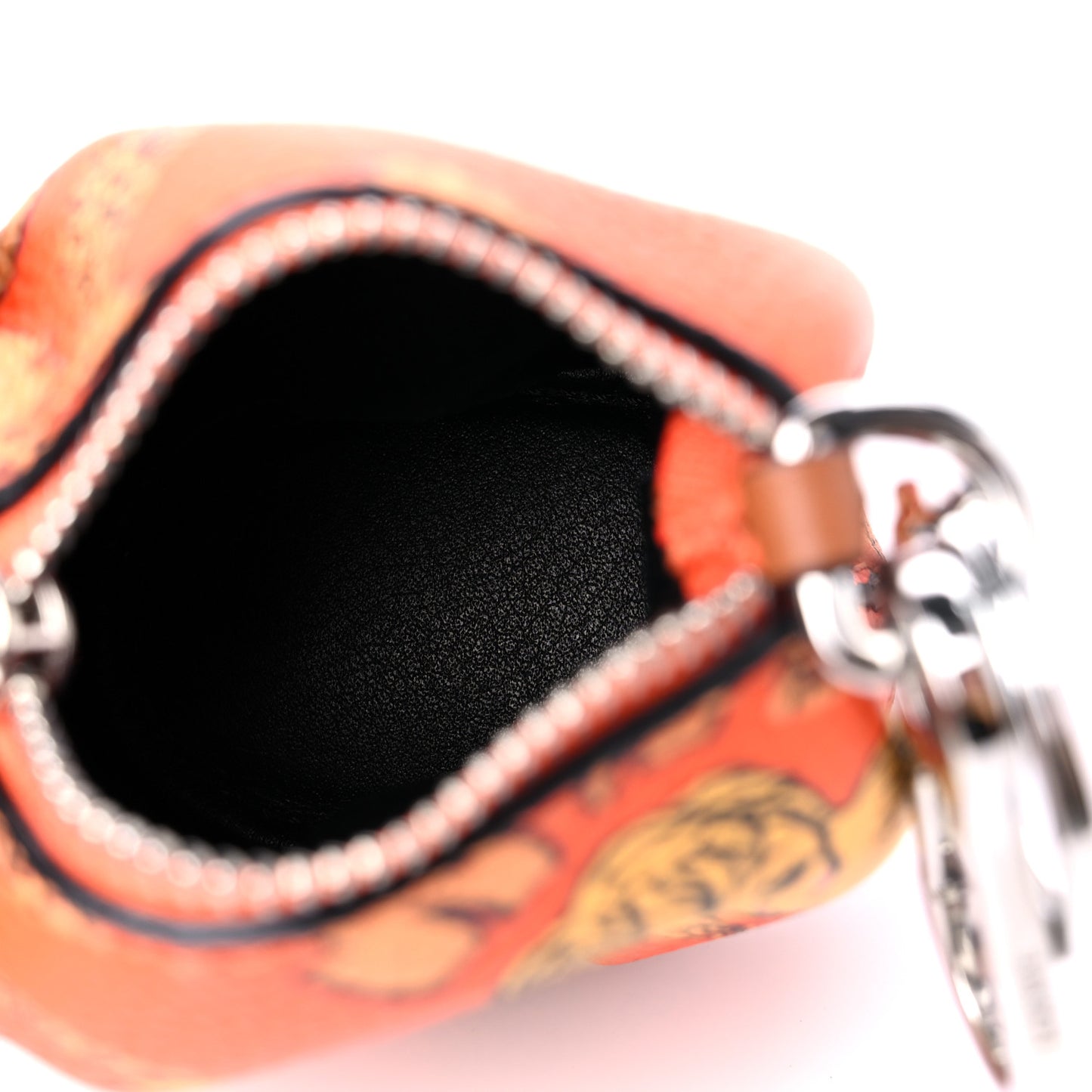 Calfskin Paula's Ibiza Elephant Coin Purse Bag Charm Key Holder Orange Multicolor