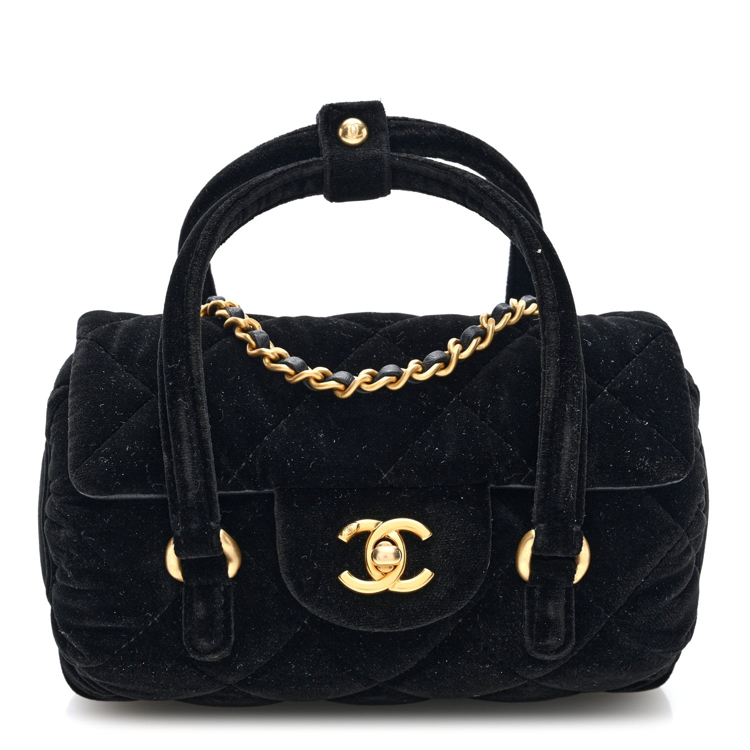 Chanel Velvet Quilted Mini Top Handle Flap Black 1 of 10