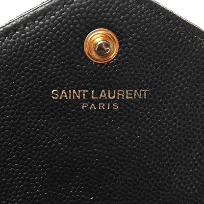 Saint Laurent Grain De Poudre Matelasse Chevron Monogram Chain Wallet Black 7 of 12