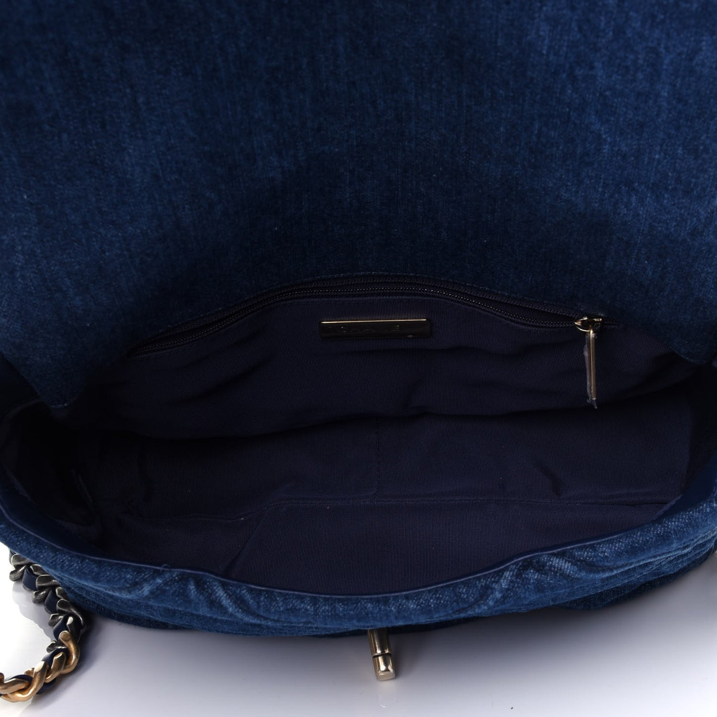 Denim Quilted Large Chanel 19 Flap Blue