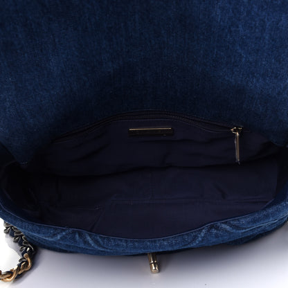 Chanel Denim Quilted Large Chanel 19 Flap Blue 6 of 12
