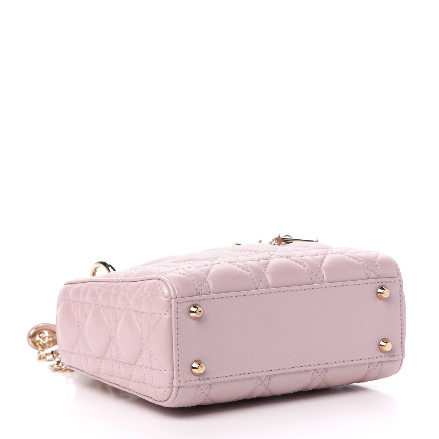 Metallic Lambskin Cannage Mini Lady Dior Lotus