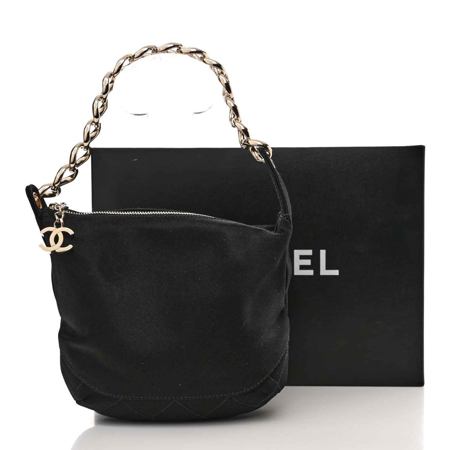 Chanel Satin Quilted CC Chain Hobo Black 11 of 11