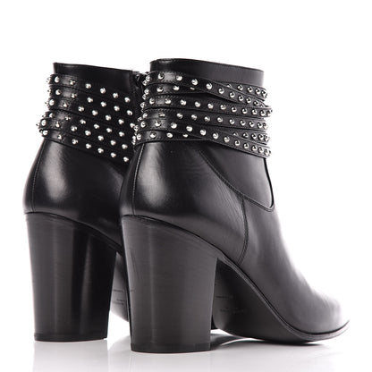 Saint Laurent Smooth Calfskin Studded Strap French Boots 38 Black 4 of 8