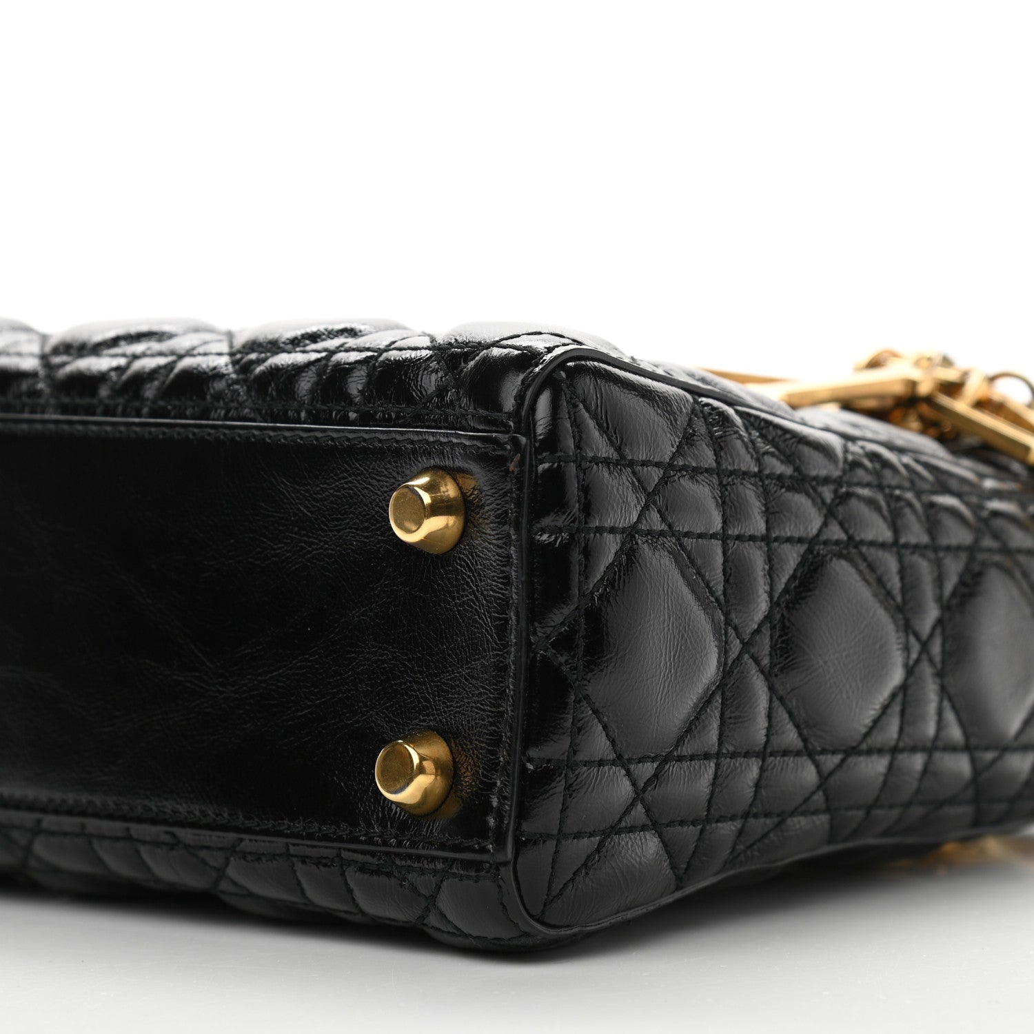 Christian Dior Crinkled Patent Cannage Small Lucky Badges My Lady Dior Black 9 of 11