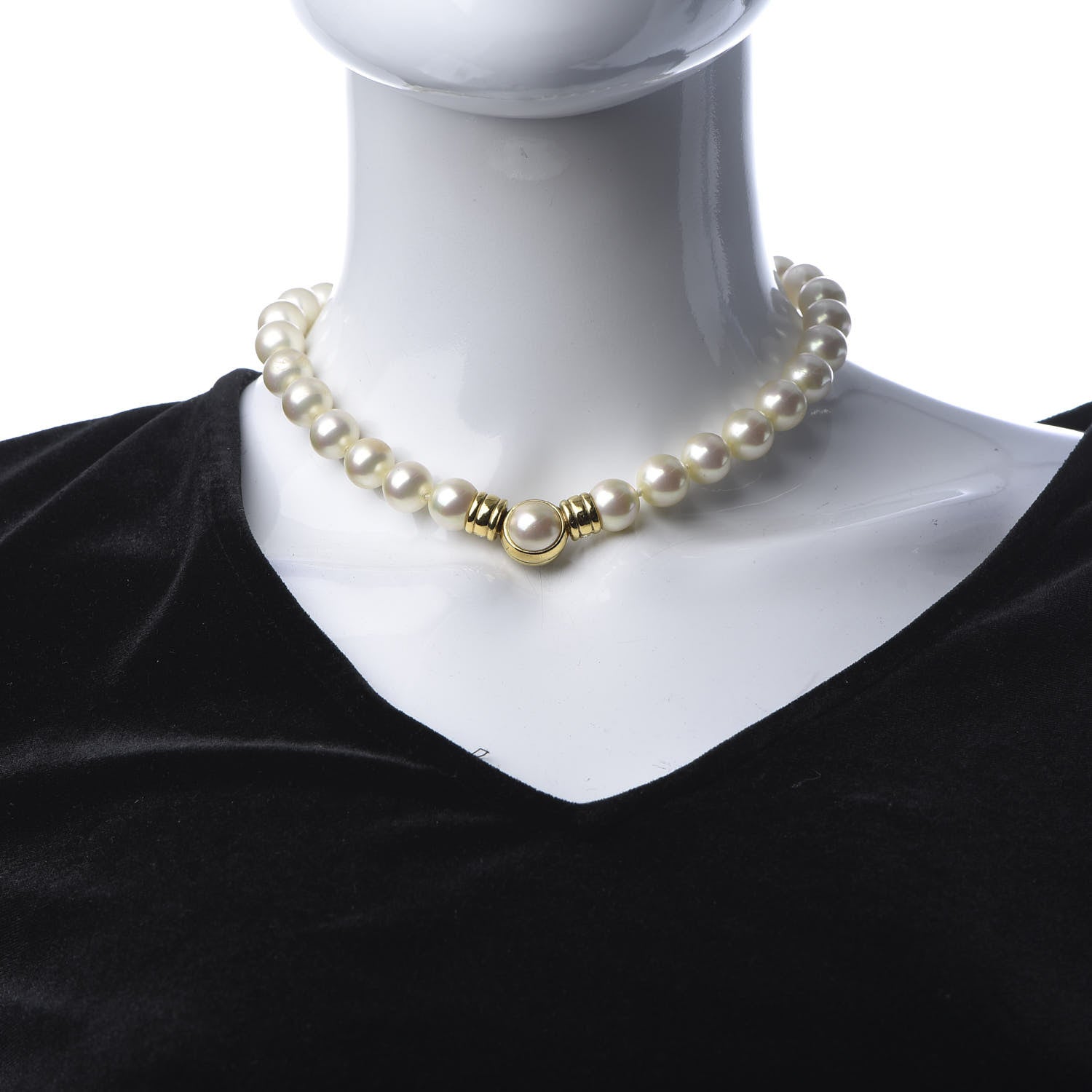 Christian Dior Pearl Crystal Necklace Gold 5 of 8