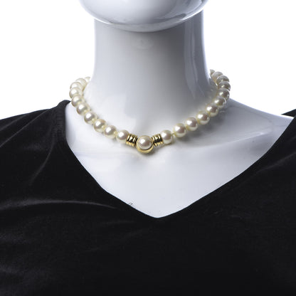 Christian Dior Pearl Crystal Necklace Gold 5 of 8
