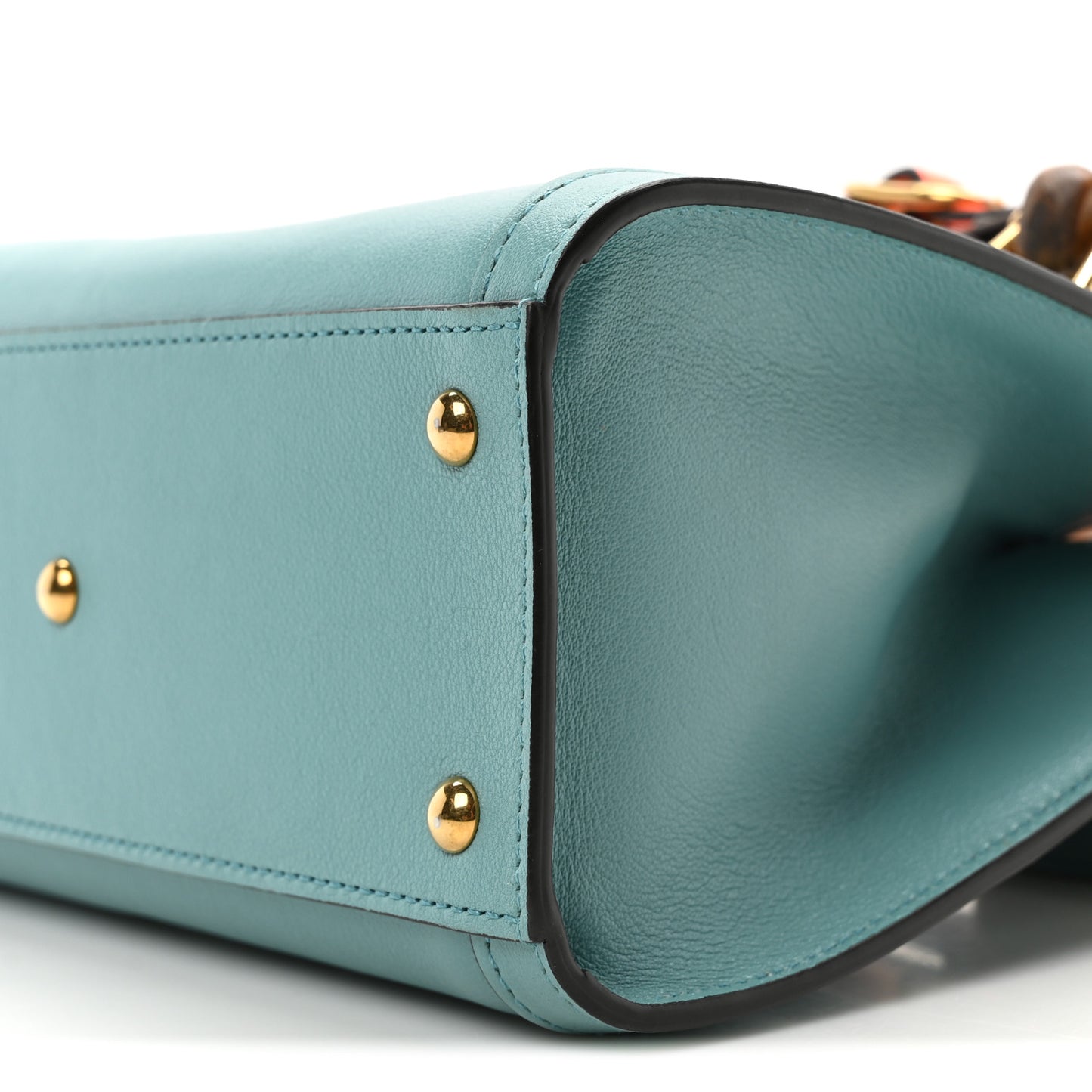 Wonka Grain Calfskin Mini Diana Tote Bag Dusty Azure Orange Fluo