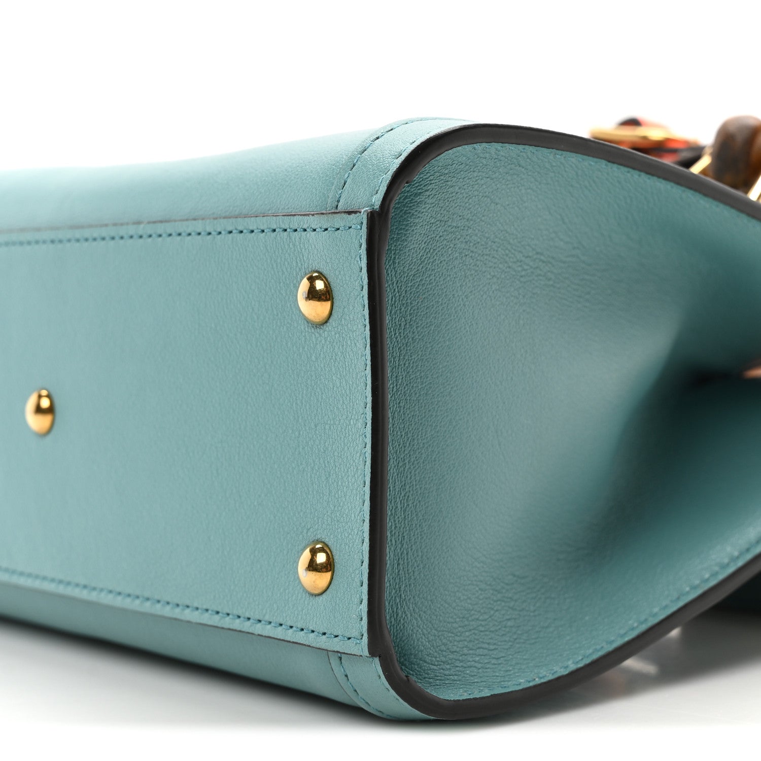 Gucci Wonka Grain Calfskin Mini Diana Tote Bag Dusty Azure Orange Fluo 10 of 11