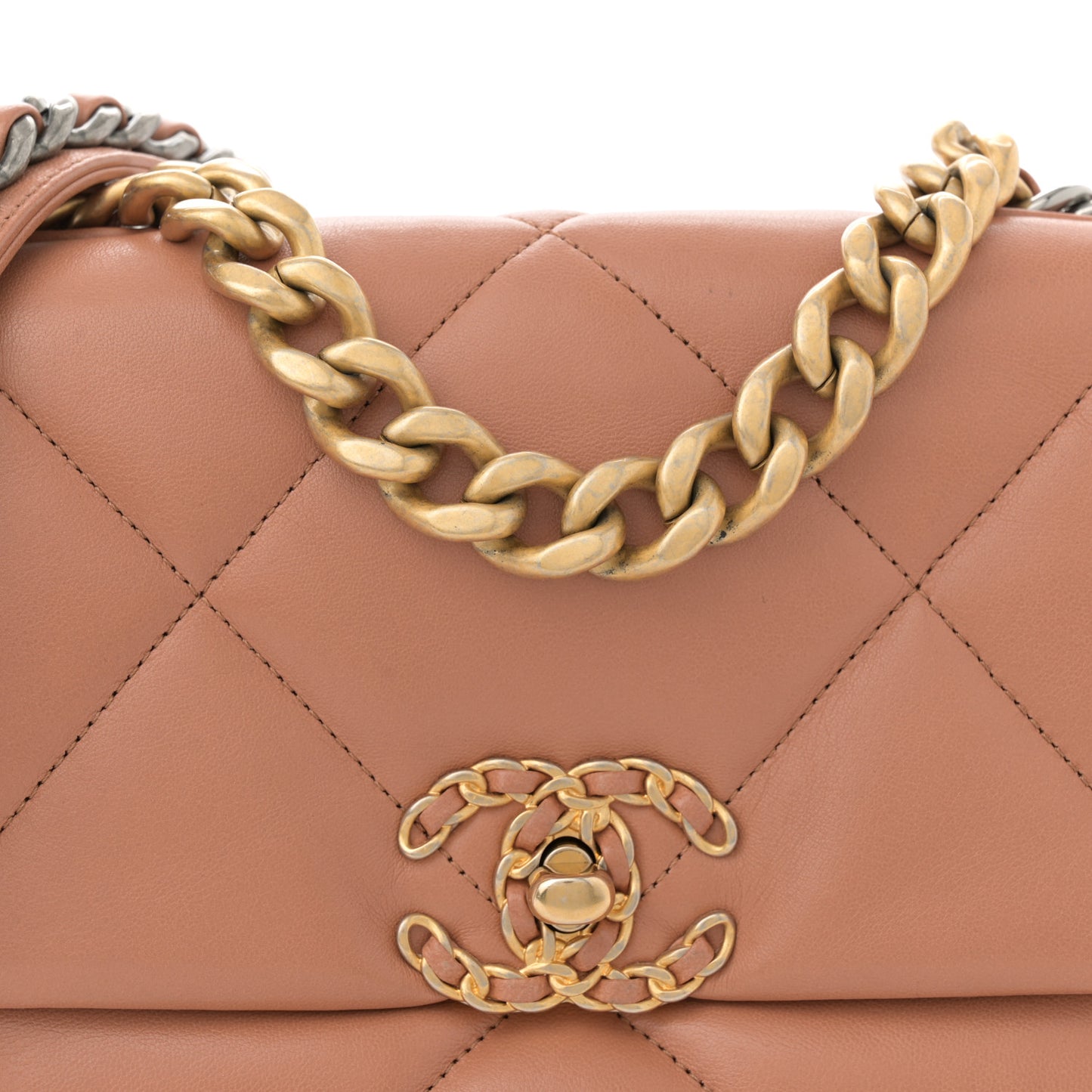 Lambskin Quilted Medium Chanel 19 Flap Brown