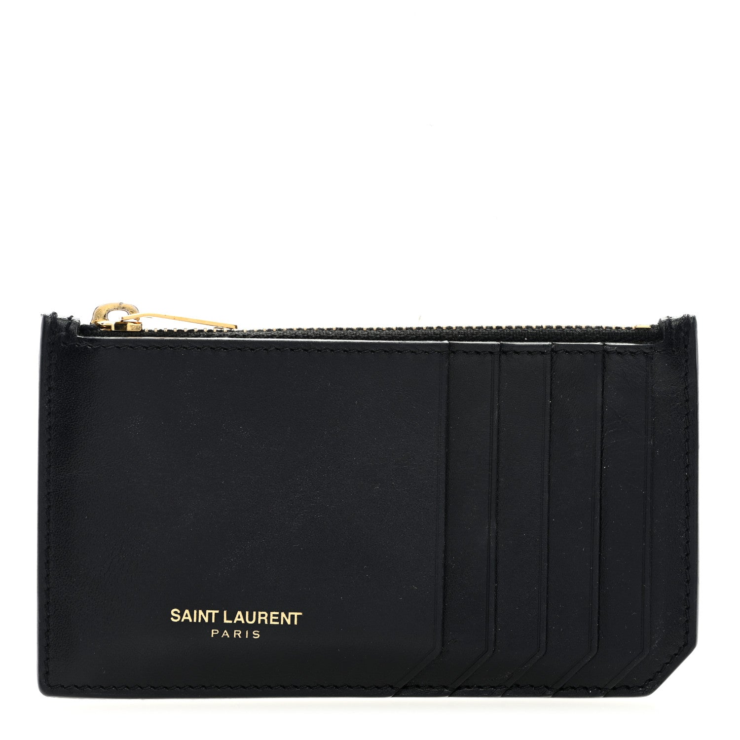 Saint Laurent Calfskin 5 Fragments Zip Pouch Card Holder Black 1 of 6